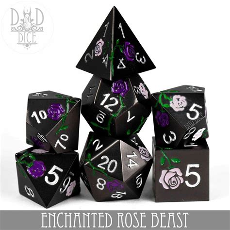 Enchanted Rose Beast Metal Dice Set 7 Stuks De Spellenhoorn