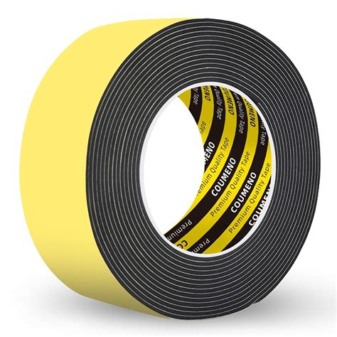 COUMENO EVA Single Sided Adhesive Black Foam Tape 2 X16 4FT Single