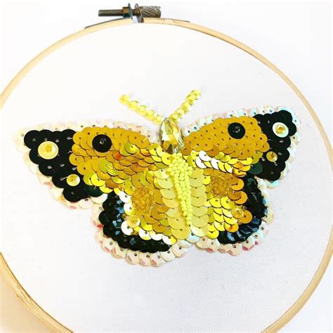 Clouded Yellow Butterfly Embroidery Hoop Wall Art British - Etsy