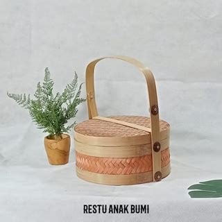 Jual A078 Rantang Oren Bulat Susun 1 Diameter 25cm Rantang Bambu