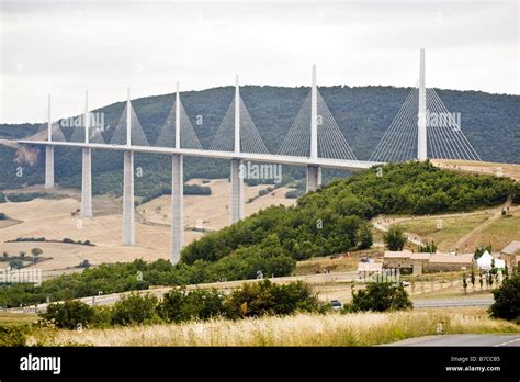 Millau Suspension Bridge Stock Photo Alamy