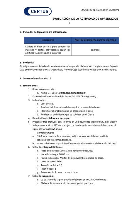 Evidencia Aa Evaluaci N De La Actividad De Aprendizaje