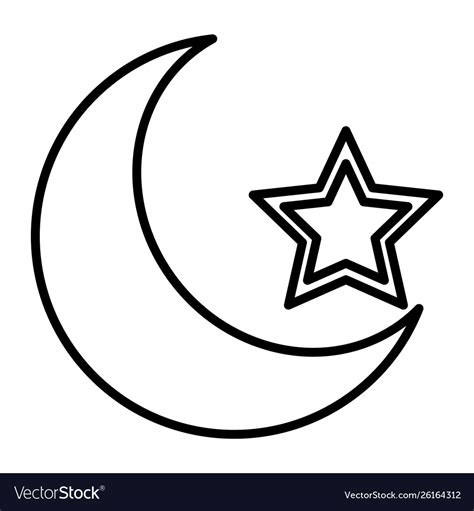 Half moon and star on white background Royalty Free Vector