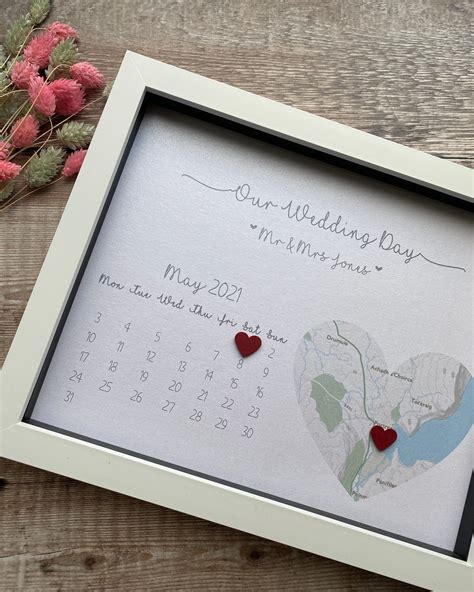 Personalised Wedding Frame Wedding Map Frame Calendar | Etsy