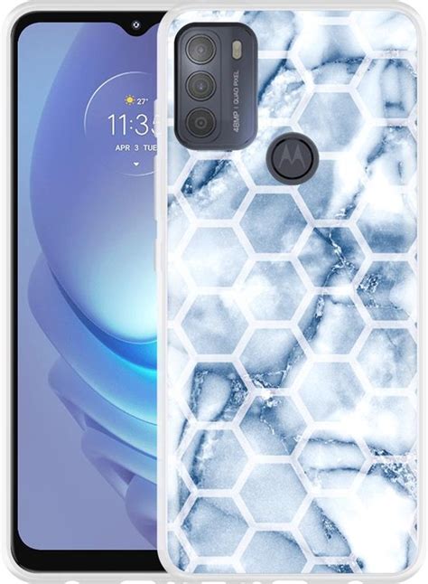 Motorola Moto G Hoesje Blue Marble Hexagon Designed By Cazy Bol