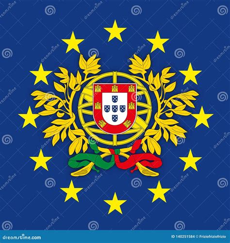 Portugal Coat of Arms on the European Union Flag Stock Vector ...