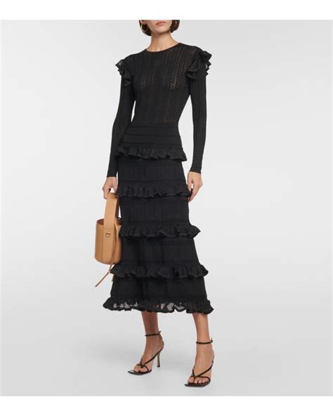 Zimmermann Luminosity Ruffled Midi Dress In Black Lyst