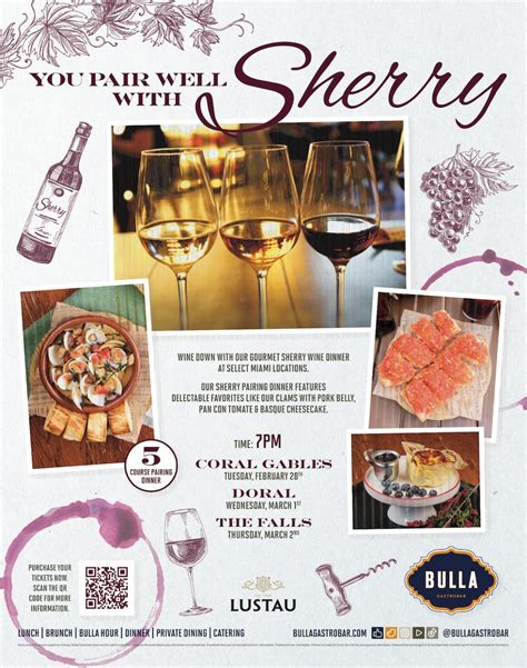 SHERRY WINE PAIRING DINNER Tickets, Bulla Gastrobar, Northwest 87th Avenue, Doral, FL, USA, 1 ...