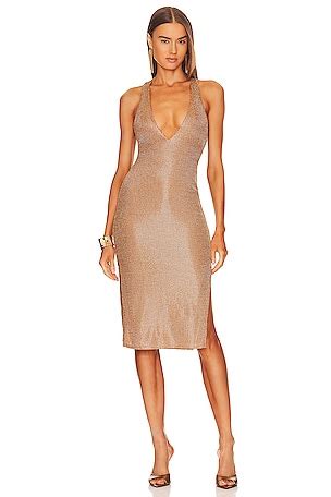 Michael Costello X Revolve Variegated Rib Bodycon Dress In Taupe Revolve