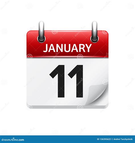 January 11. Vector Flat daily Calendar Icon. Date and Time, Day, Month ...