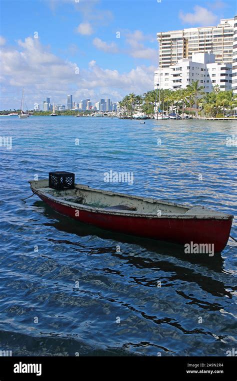 View of Miami skyline and biscayne bay from south beach Stock Photo - Alamy