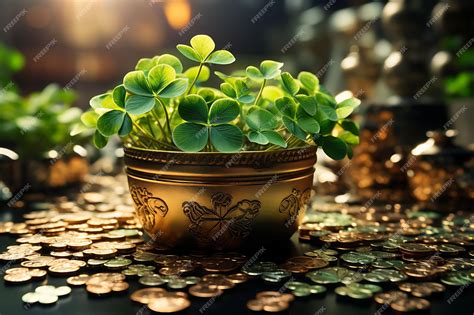 Premium Photo Backdrop Of Shamrocks Pots Of Gold Rainbow Lucky Table