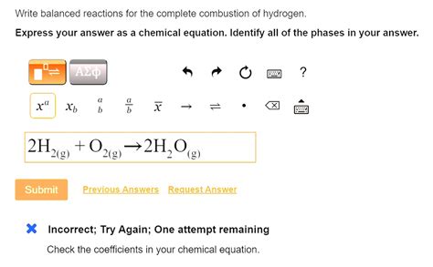 write balanced reactions for the complete combustion of hydrogen ...