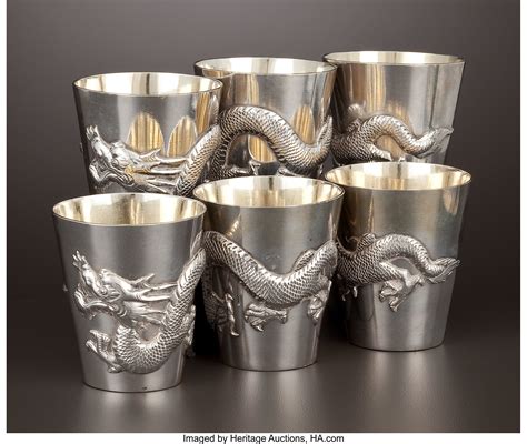 A Set Of Six Chinese Export Silver Cups Wang Hing And Co Hong Lot