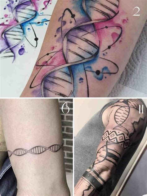 43 Dna Tattoo Strands Chains And Flower Designs Tattooglee Dna