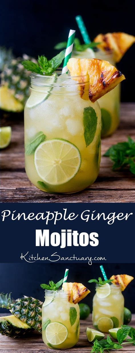 Pineapple Ginger Mojitos With Spiced Rum A Sweet And Spicy Twist On