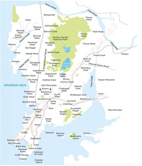 Mumbai Suburb Map Mumbai Suburbs Map Maharashtra India