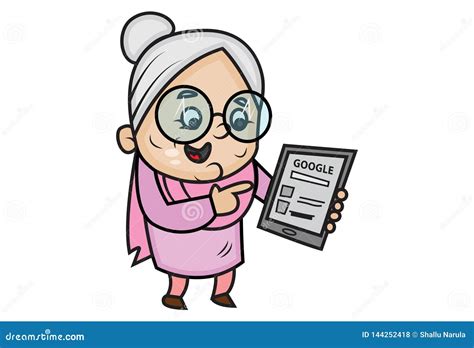 Vector Cartoon Illustration Of Cute Grandmother Stock Vector