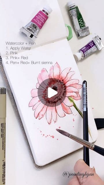 Hyun Jungsook On Instagram Watercolor Pen 1 Apply Water 2 Pink