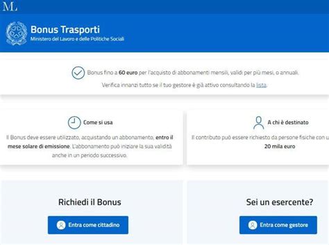 Bonus trasporti da 60 euro il click day il 1 ottobre ecco chi può