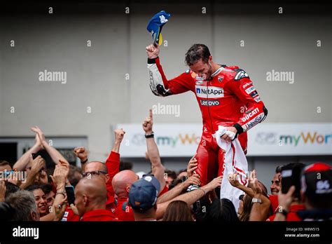 Ducati Team S Italian Rider Andrea Dovizioso Celebrates After Winning