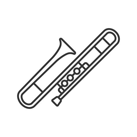 Trombone linear icon. Thin line illustration. Trumpet. Contour symbol ...