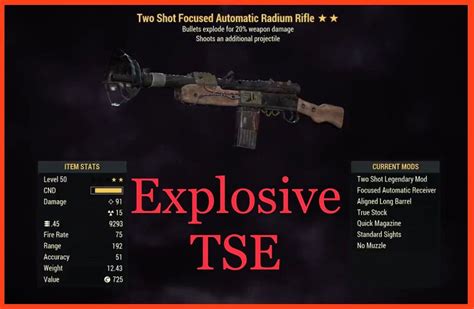 Fallout 76 Legacy Tse Explosive Two Shot Radium Rifle L50 Etsy