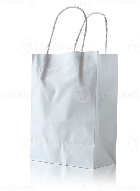 White Paper Bag Isolated With Reflect Floor For Mockup Png