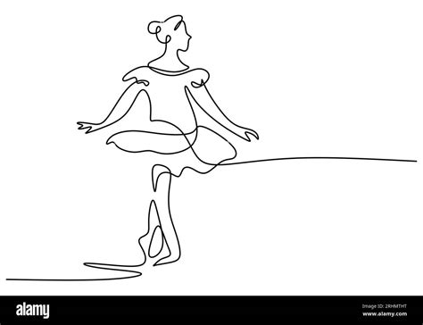 One Continuous Single Line Of Beautiful Woman Ballerina Isolated On