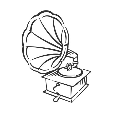 Premium Vector Gramophone Vintage Music Line Art Hand Drawing