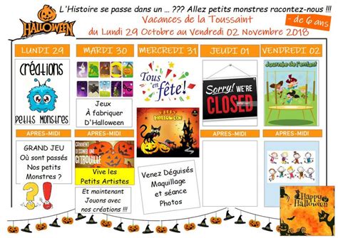 Planning Activit S Vacances Toussaint Ans Semaine Site