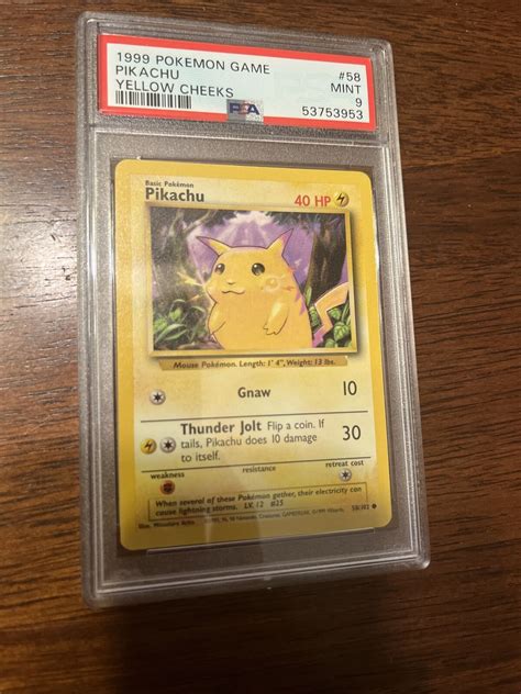 Mavin Pikachu Yellow Cheeks Base Set Common Psa Pokemon Card