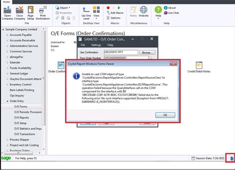 Possible Cause Of Error While Previewing Sage Report And Resolution