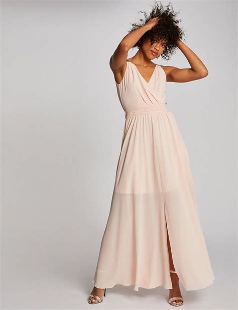 Robe Longue Vas E Fluide Avec Fente Rose Pale Morgan Robe Morgan