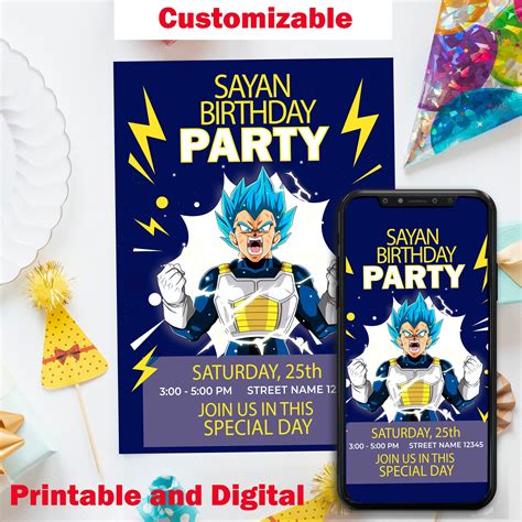 Animemanga Birthday Invitation Party Personalized Printables Etsy