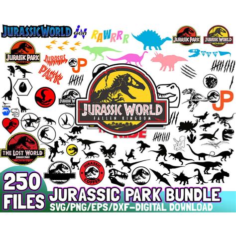 250 Files Jurassic Park Bundle Svg Cutting Files Inspire Uplift