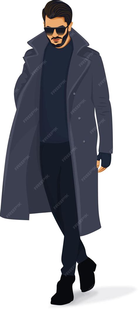 Premium Vector Man Wearing Coat And Sunglasses Fashion Vector