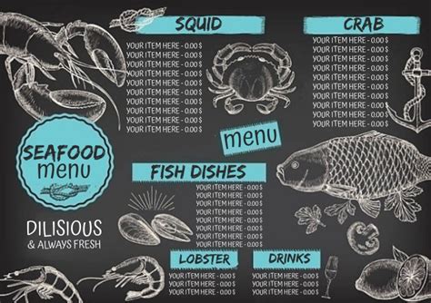 Seafood Restaurant Menu Template Postermywall