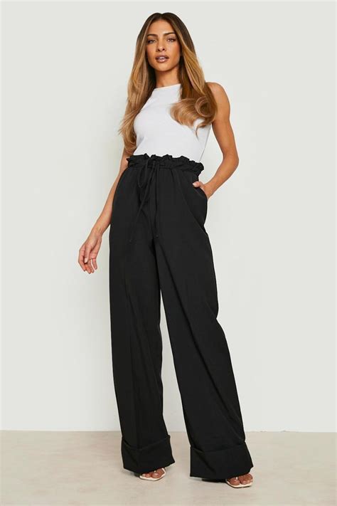 Paper Bag Trousers Paperbag Waist Trousers Boohoo Uk