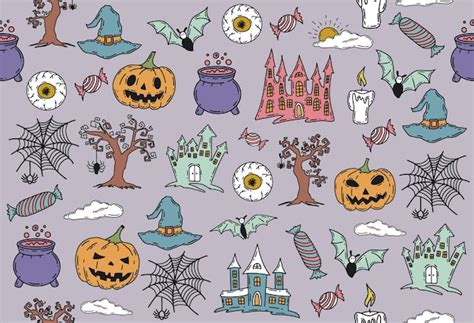 Premium Vector Halloween Symbols Hand Drawn Illustrations