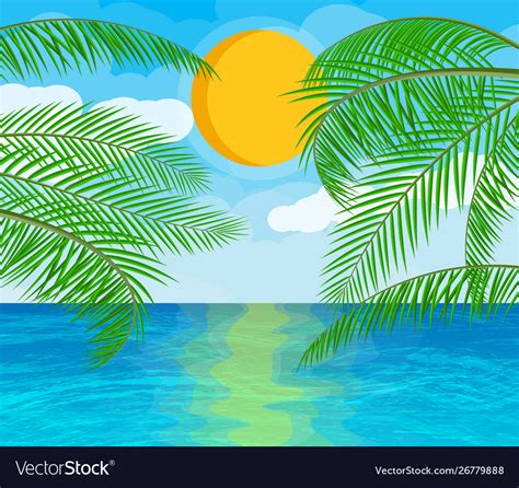 Landscape Palm Tree On Beach Royalty Free Vector Image