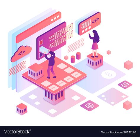 Computer Programming Isometric Royalty Free Vector Image