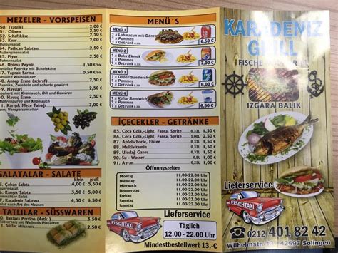 Speisekarte Von Karadeniz Grill Fast Food Solingen