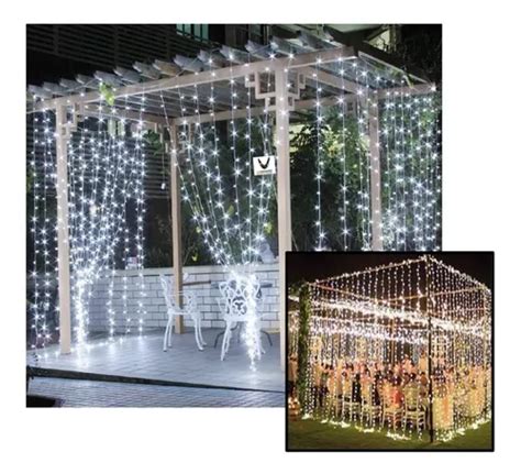 Luz Cascada 9x2m 600 Led Luces Navidad Blanco 9x2 Cuotas Sin Interés