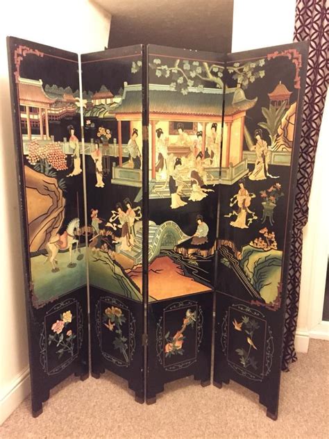 Stunning Hand Carved Japanese Lacquered Screen Room Divider In Exeter