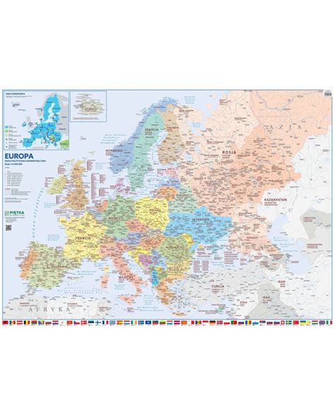 MAPA ŚCIENNA EUROPY POLITYCZNO ADMINISTRACYJNA 1 4 500 000