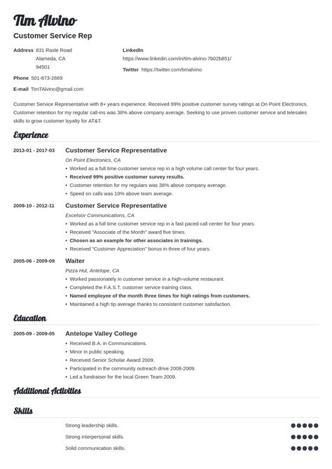 Customer Service Resume Examples & Skills for 2024