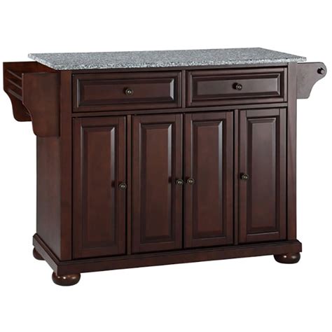 Bowery Hill Traditional Wood Kitchen Island With Granite Top In Mahogany