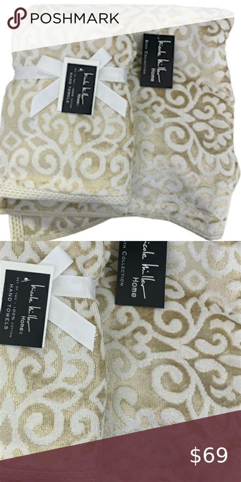 Nicole Miller Home Gold And White Bath Towel Set New With Tags White