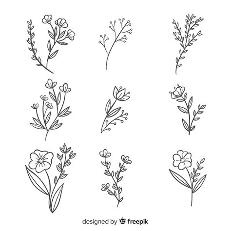 Premium Vector | Realistic hand drawn flowers collection